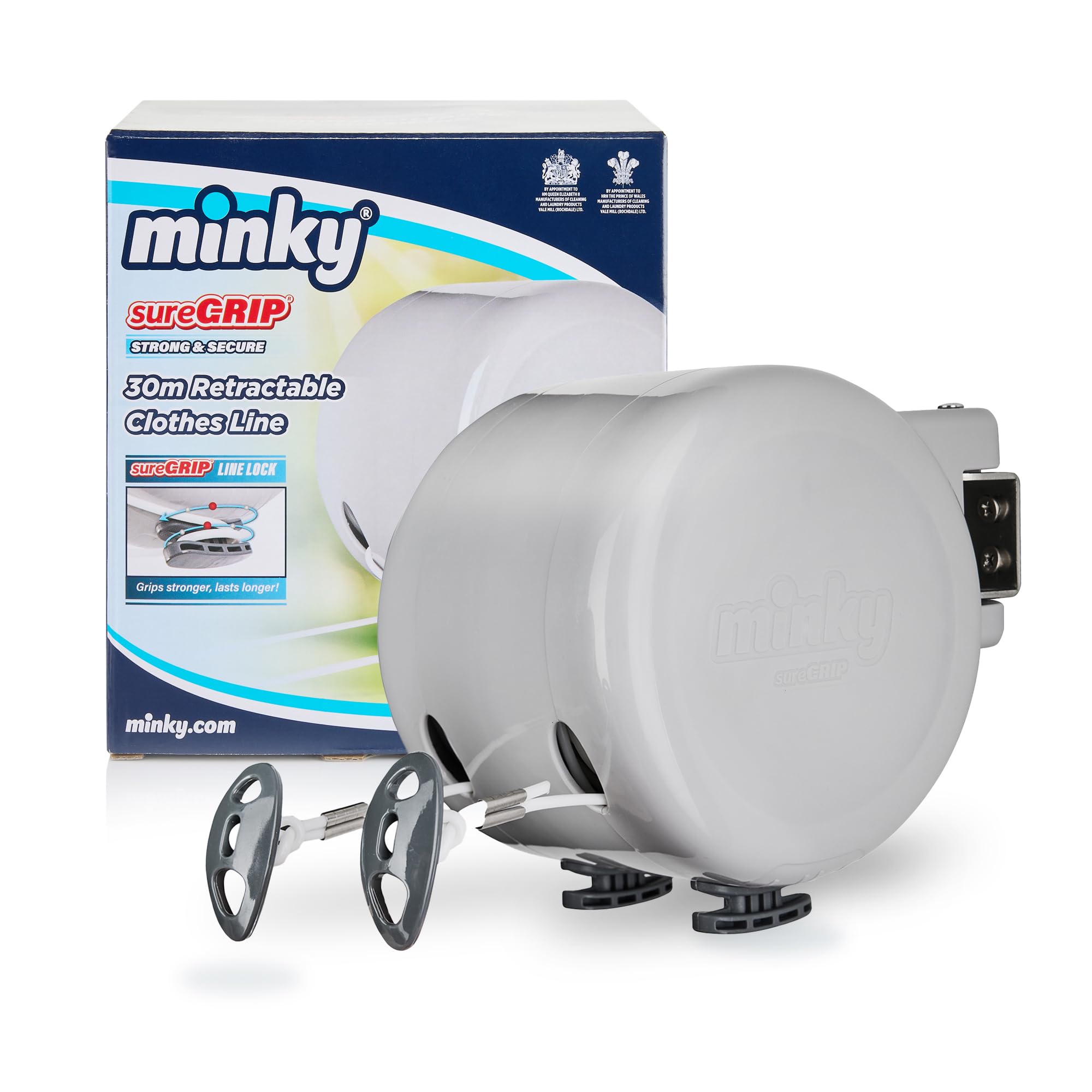 Photo 1 of Minky Homecare Outdoor Retractable Dual Clothesline - Heavy Duty PVC Coated Line - Energy and Space Saving Removable Laundry Drying Line - 2 x 49 Feet, Gray