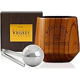 Onebttl Charred Wooden Bourbon Drinking Glass, Bourbon Gifts for Men - Wooden Old Fashioned Glass, Great Whiskey Gifts for Men, Dad, or Brother - Old Fashioned