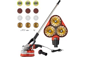 CUBQUANTNESTARS Electric Diamond Polisher Machine+Telescopic Rod 3800W 6 Speed Gears Triple Head Concrete Diamond Grinder for Metal,Stone,Cement Brick Surface Grinding,Epoxy Resin Removal Rock Granite