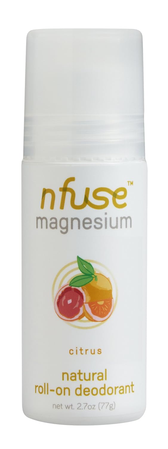 nfuse Natural Magnesium Roll-on Deodorant - Innovative Patented Magnesium Technology - Ultra Nourishing - Aromatherapeutic Essential Oils - Citrus: Energize + Uplift