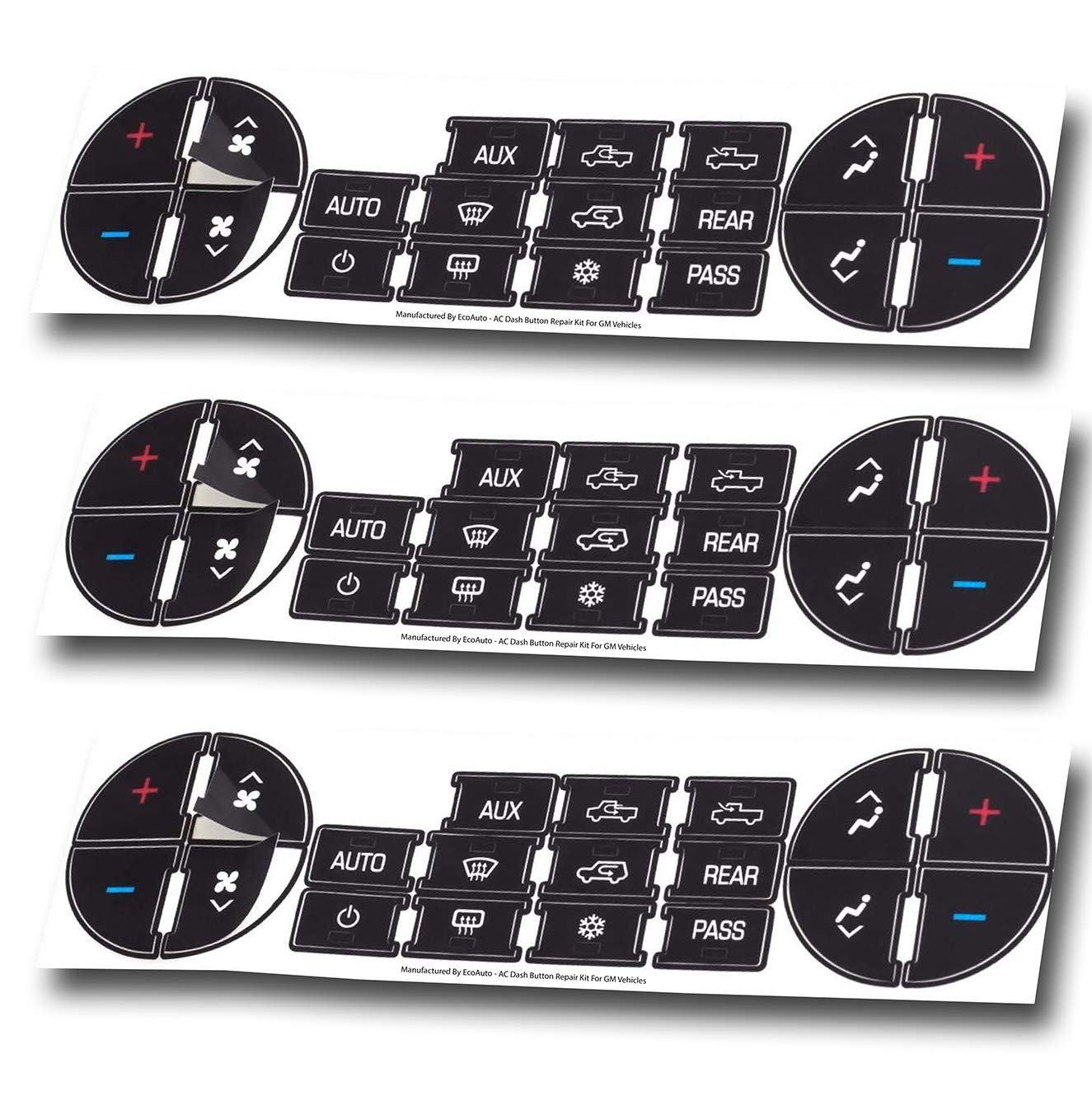 for Select GM Vehicles AC Dash Button Replacement Decal Stickers AC