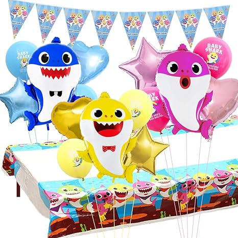 Shark Party Supplies Decorations Shark Balloons Tablecloth Pennant
