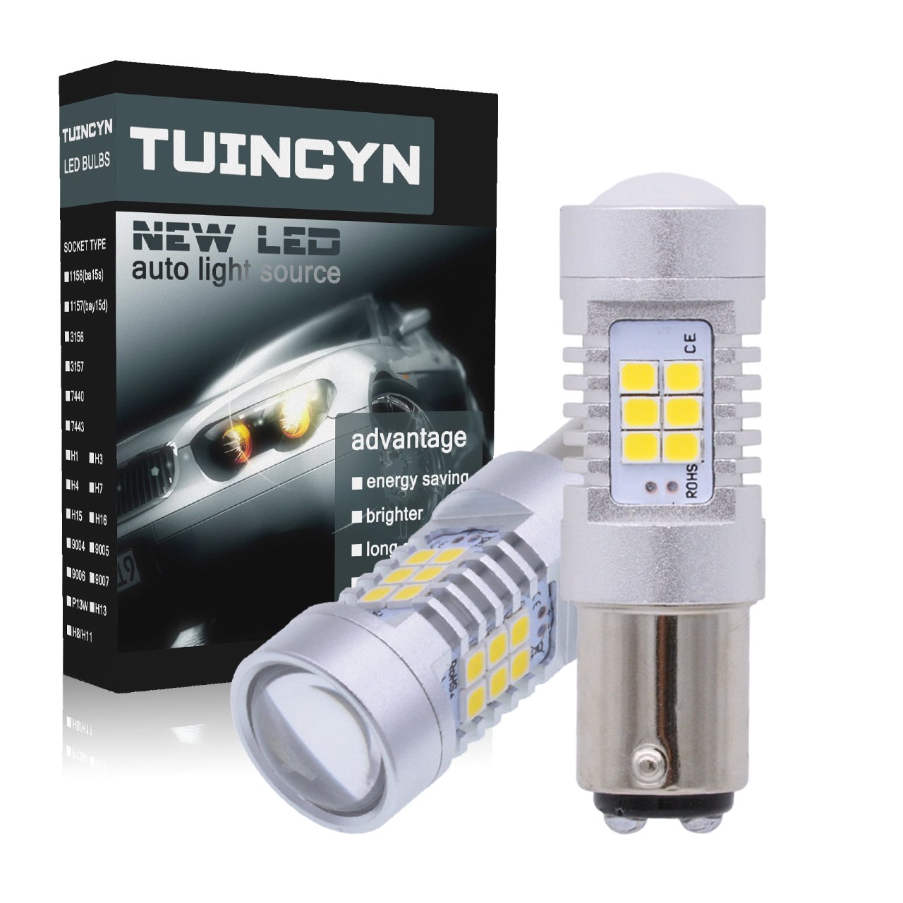 TUINCYN 3157 3157CK 3156 LED Turn Signal Light Bulbs White 3047 3057 ...