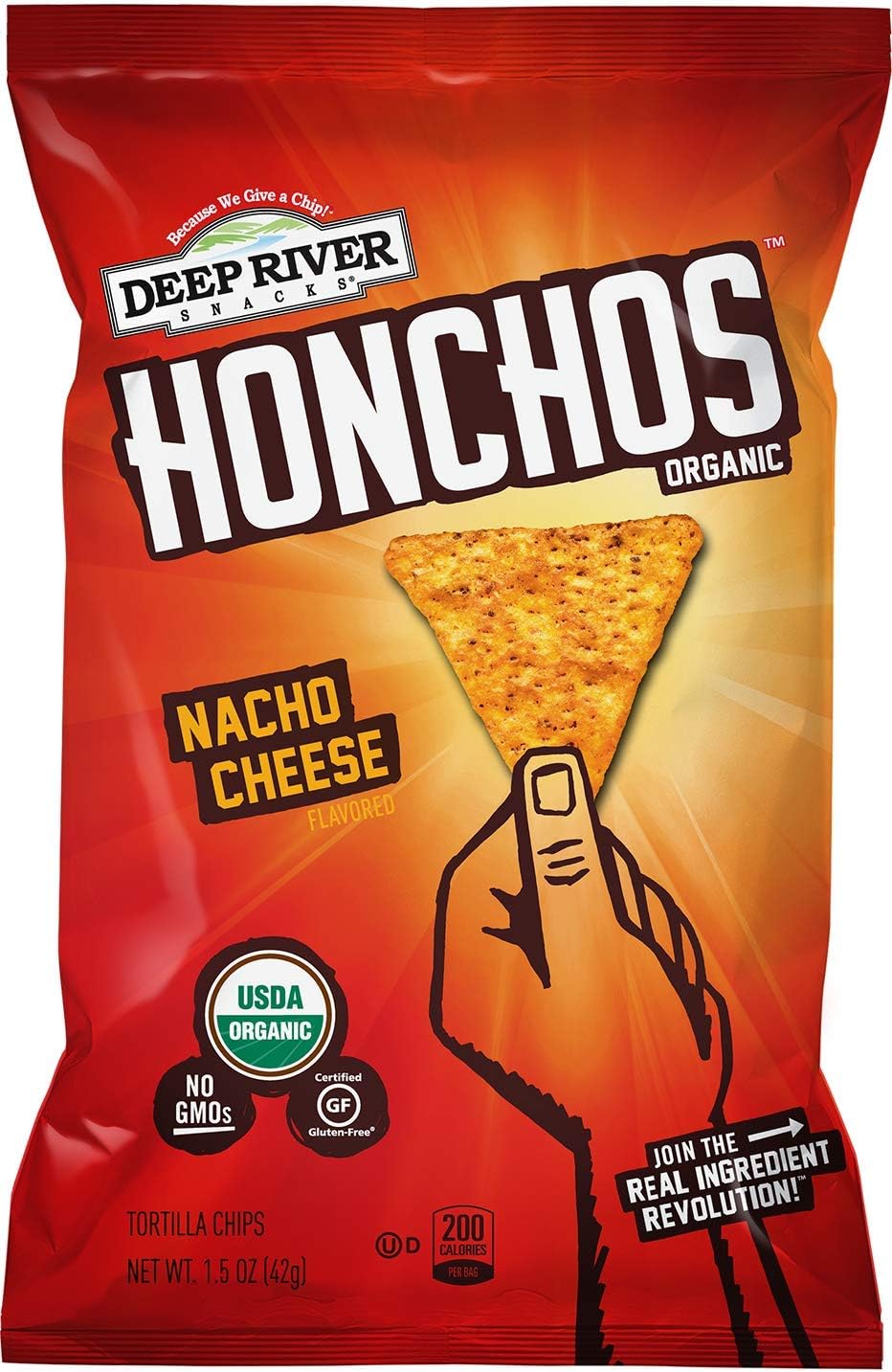 HONCHOS Tortilla Chips, Nacho Cheese, 1.5 Ounce (Pack of 24)