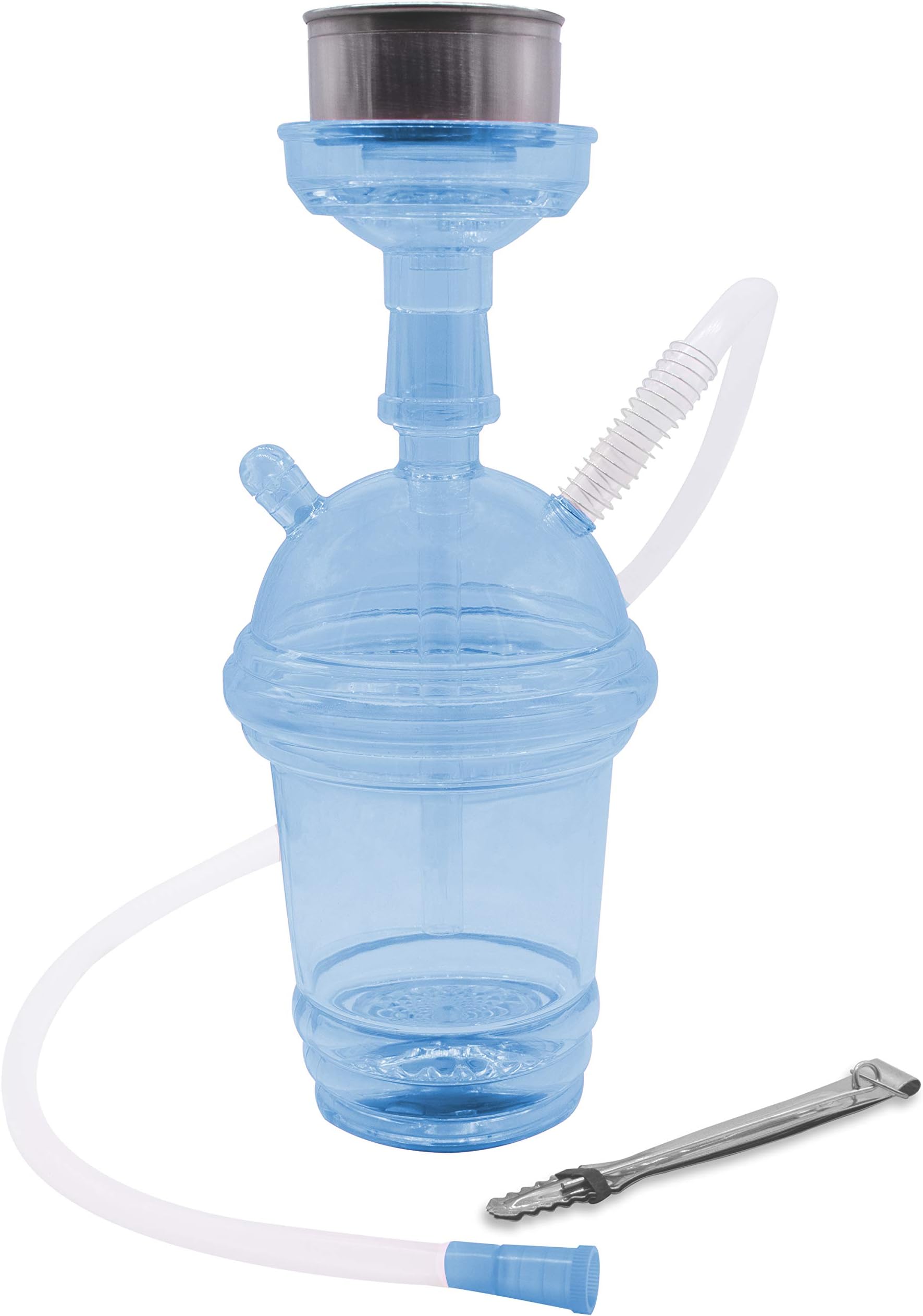 VeeBoost Cup Portable Hookah Set with Shisha Accessories, LED Water Pipe, Flexible Tube, Charcoal Bowl, and Mouth Tip, Enhance Flavors and Aromas with Large Percolator (Blue, Small)