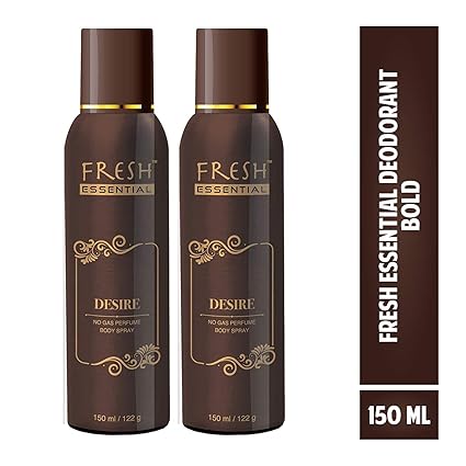 Fresh Essential No Gas Deodorant, Desire, 150 ml (Pack of 2)
