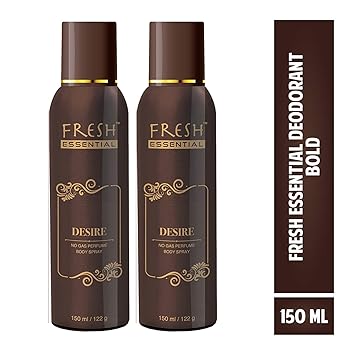 Fresh Essential No Gas Perfume Body Spray - Desire, 150 ml/122 g (Pack of 2)