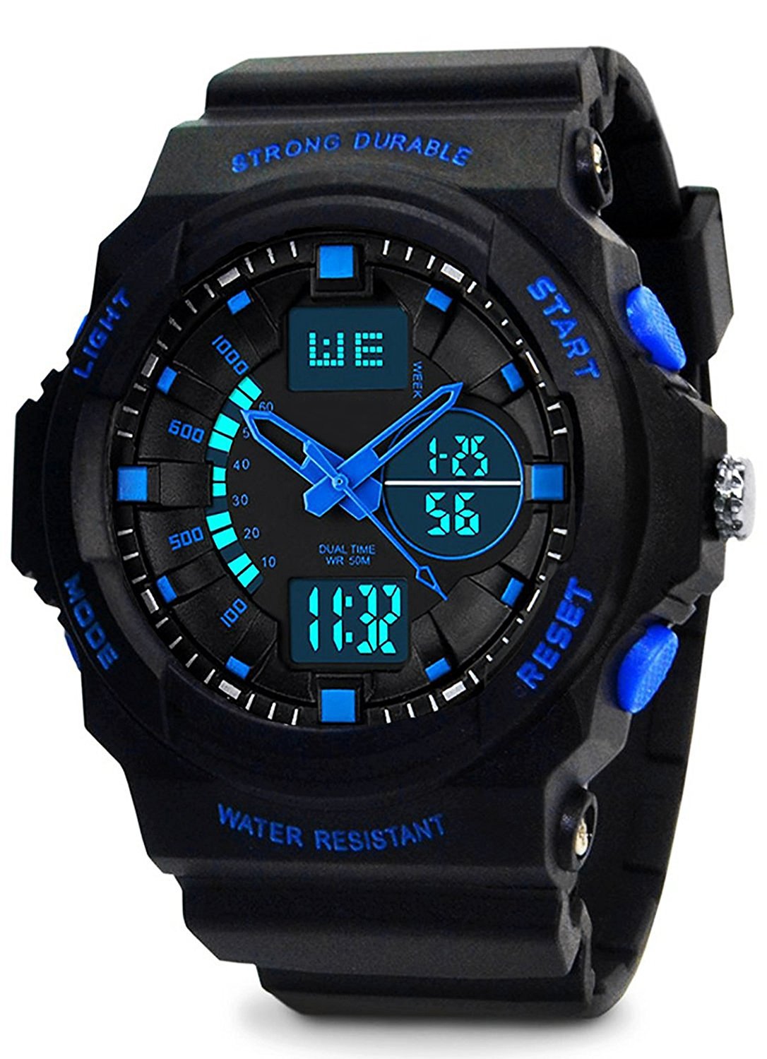 Kinder Jungen Analog Digital Uhren - 5 ATM Wasserdichte Sports Uhren mit Dual Time/Alarm/Chime stündliches, Elektronische im Freien Sport Armbanduhr für Teenagers Kinderuhren - Schwarz von VDSOW