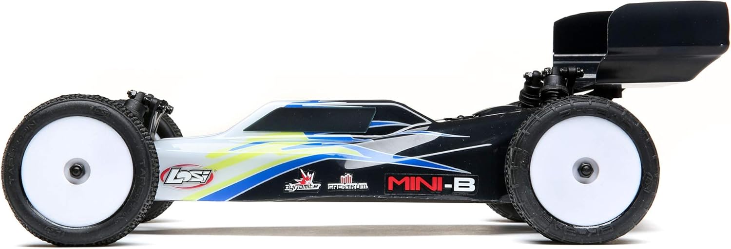 Losi RC Car 1/16 Mini-B Brushed RTR (Ready-to-Run, no Additional Items Needed) 2WD Buggy, Black/White, LOS01016T2: Toys & Games