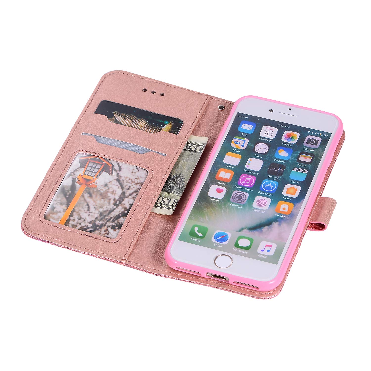 Zcxg Kompatibel Mit Handyhulle Iphone 7 Iphone 8 Hulle Leder Rose Gold Glitzer Flip Dunn Tasche Mit Diamant Schnalle Magnet Kartenfach Brieftasche Madchen Hulle Silikon Schwarz Innere Klappbar Wildtiere Eichhornchen