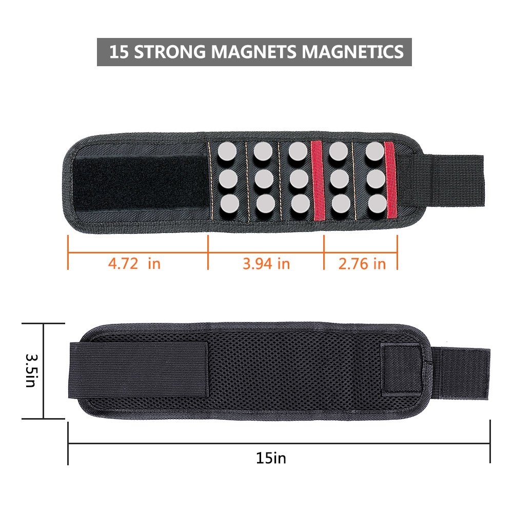 Magnetic Wristband with Strong Magnets for Holding Screws Nails Drill Bits - DIY Handyman Electrician Repair Tools