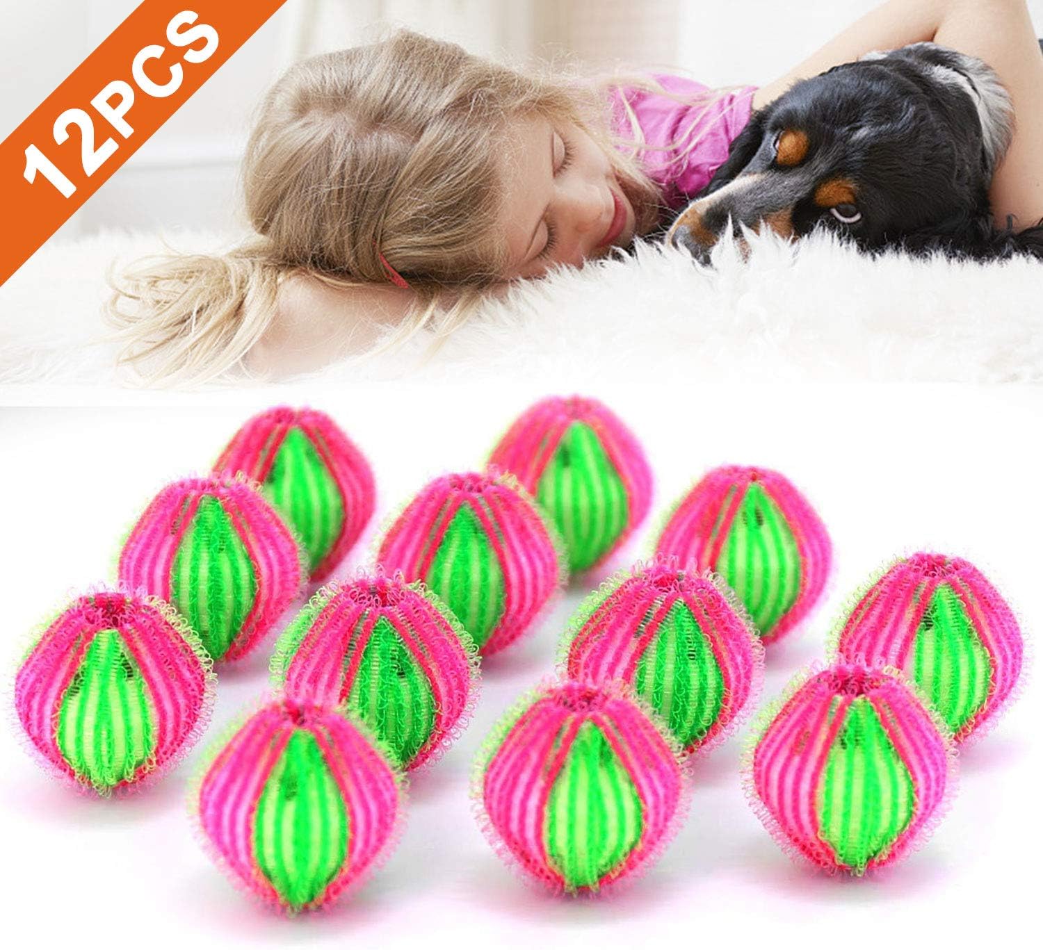 Pet Hair Remover for Laundry, 12 Pack Washing Machine Hair Catcher/Reusable Floating Pet Fur