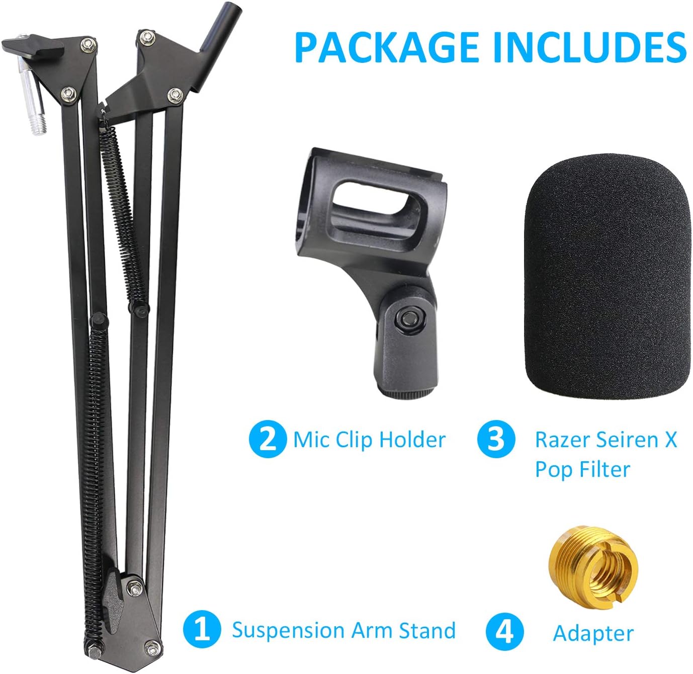 Razer Seiren X Mic Stand with Pop Filter - Mic Boom Arm with Foam Cover Windscreen for Razer Seiren X Streaming Microphone by YOUSHARES - Image 3