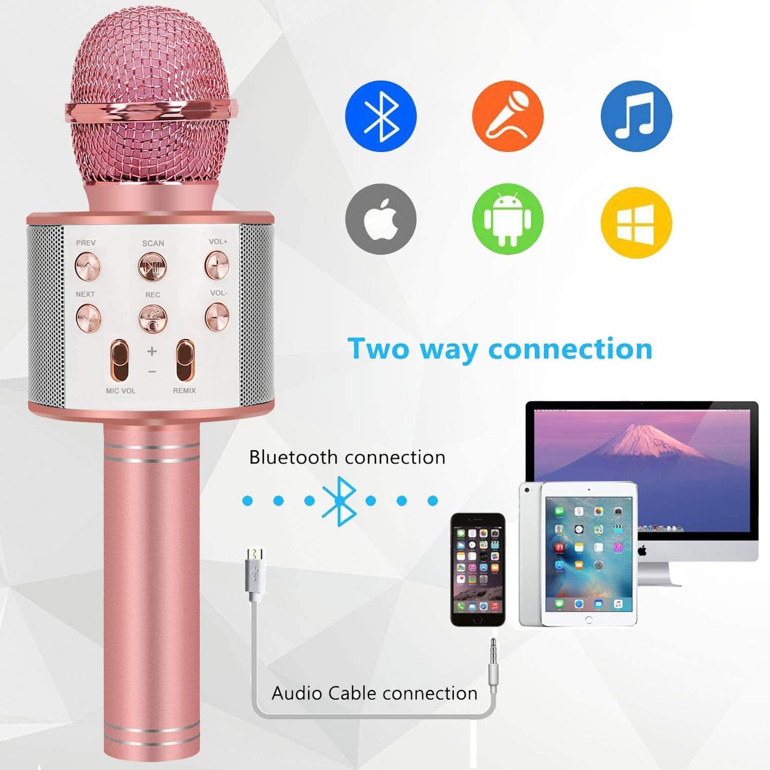 Toys For 7 8 9 10 11 Years Old Girls,Best Present Gifts For 6-15 Years Old Girl Boy,Bluetooth Wireless Karaoke Machine, Party Favor for Teen Boys Girls Toys Age 4-12 Gifts Toys for Teens Boy Rose Gold: Toys & Games