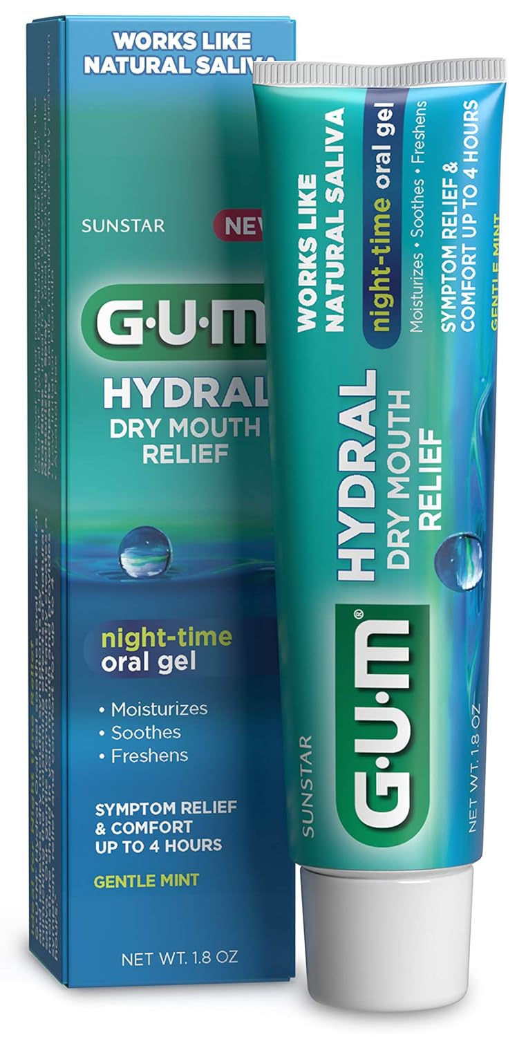 GUM Hydral Oral Gel, AlcoholFree Gentle Mint Gel for Nighttime Dry