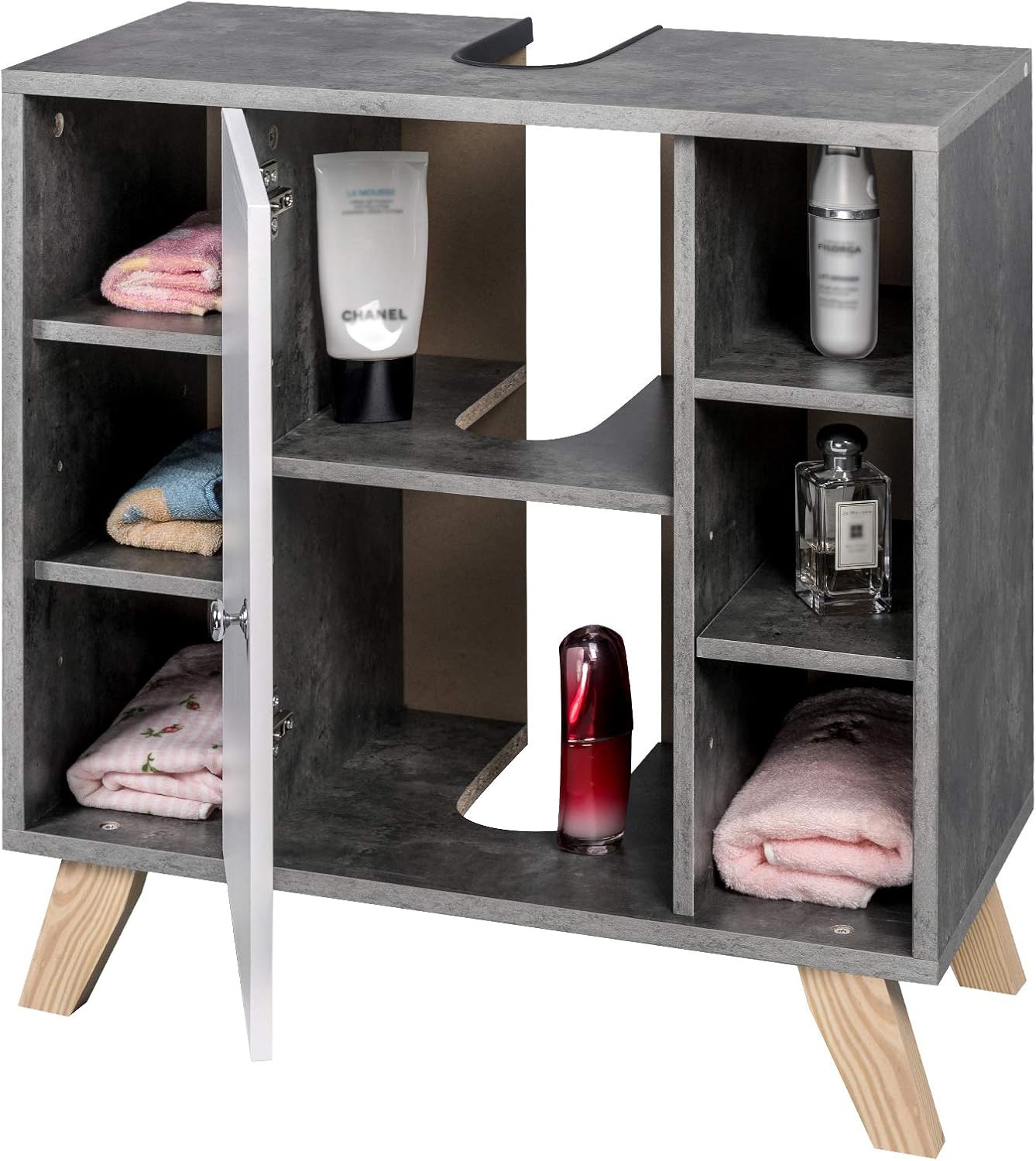 ESituro Aradietto Sottolavabo Da Bagno Da Cucina Obile A Terra Con 2 Ante In Legno Bianco