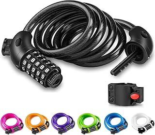 Opaza Fahrradschloss mit 5-stelligem Code, 1.2M lang, Zahlenschloss Rad mit Kabel, sehr leicht, Sicherheitsradschloss für Fahrrad, Mountainbike und Roller mit Halterung