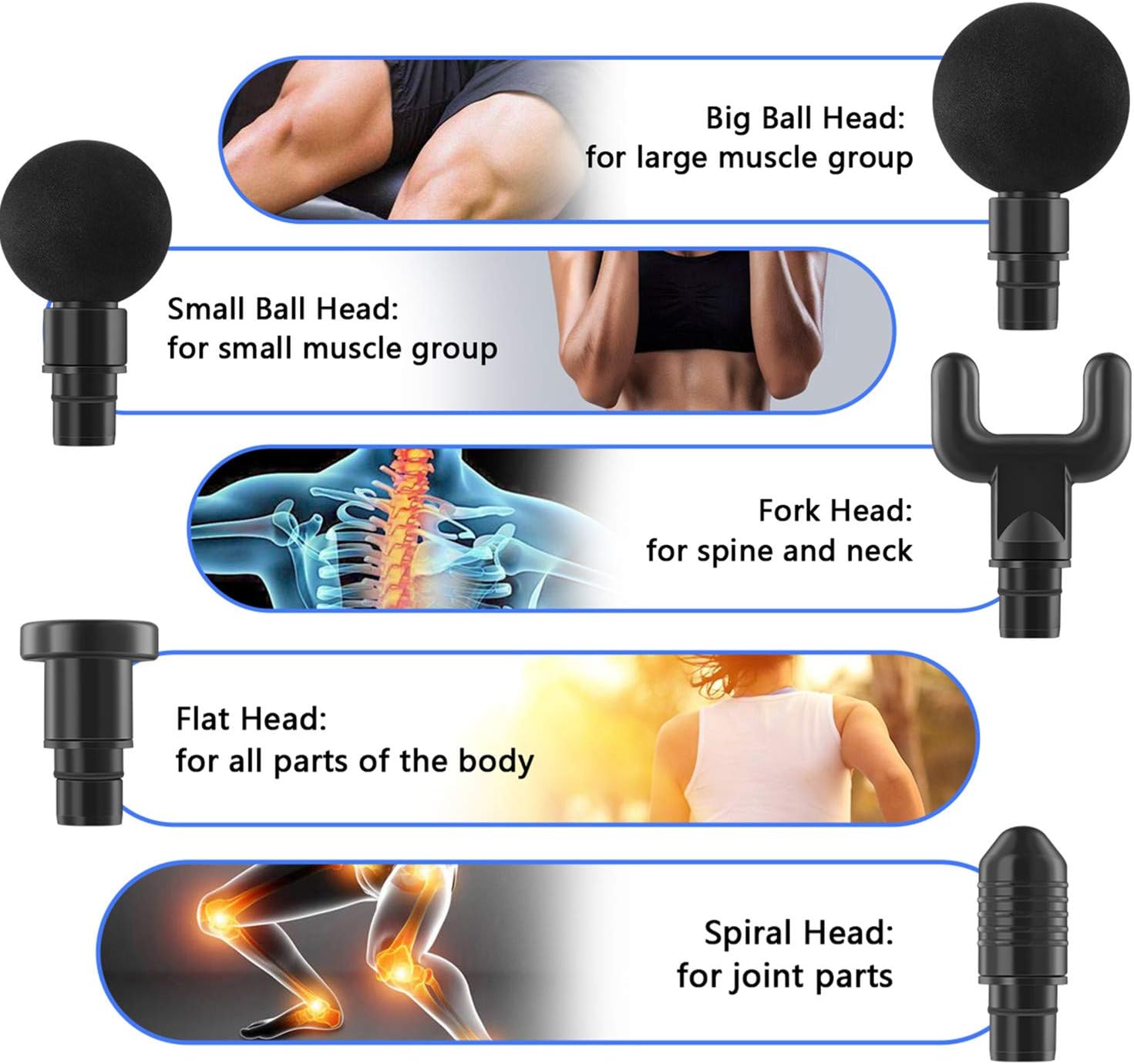Massage Gun Back Massager - Kaiteki Deep Tissue Percussion Muscle Massager for Pain Fatigue Relief, Handheld Electric Body Massager Sports Drill Portable Super Quiet Brushless Motor (Black): Health & Personal Care