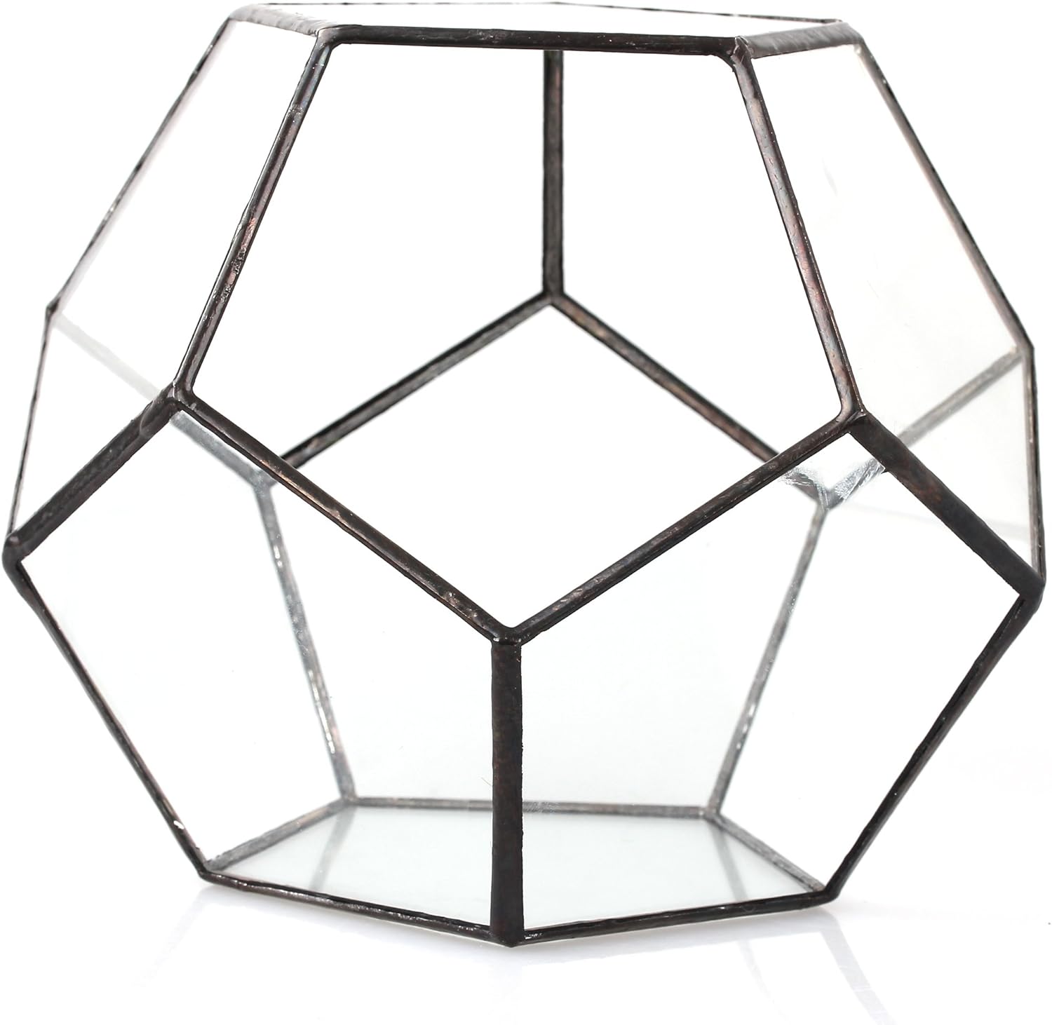 Black Glass Geometric Terrarium Container Modern Tabletop Window Sill Decor Flower Pot Balcony Planter Diy Display Box for Succulent Fern Moss Air Plants Miniature Fairy Garden Gift (No Plants): Garden & Outdoor