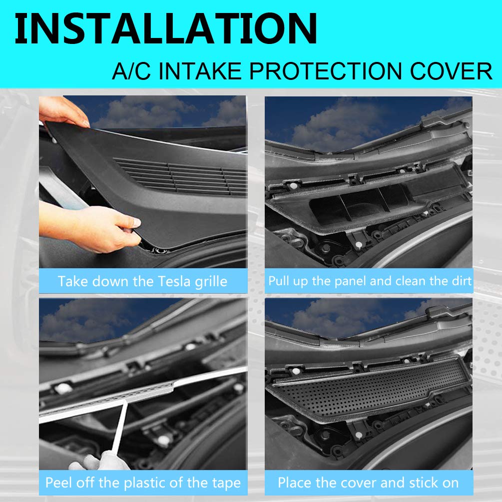 ROOCS Model 3 Air Flow Vent Protection Cover, ABS Plastic Air Vent Intake Air Conditioning Air Intake Grille Inlet Cover for 2017-2019 Tesla Model 3