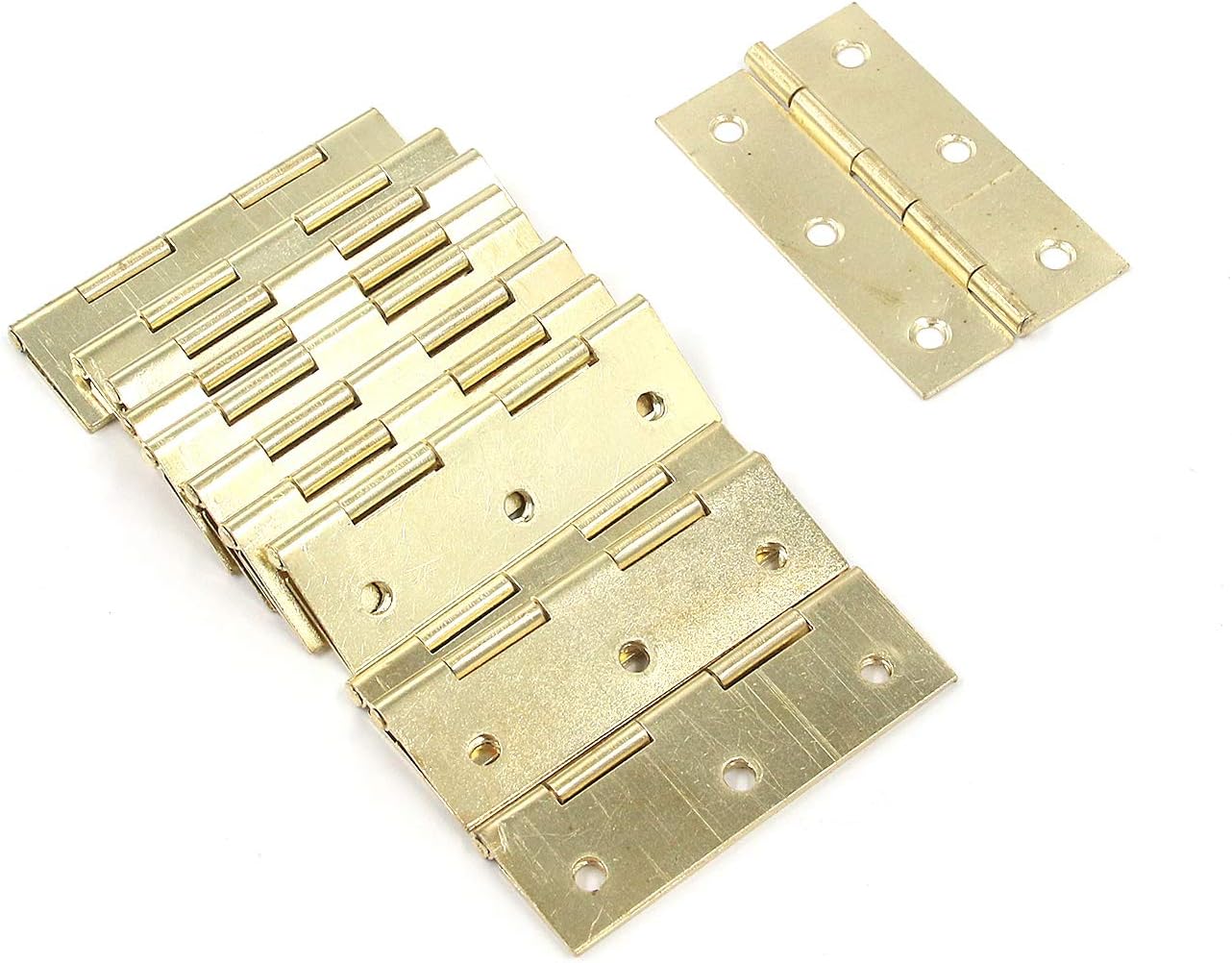 Antrader 12 Pieces Vintage Folding Butt Hinges Home Furniture Cabinet Hardware Door Hinge with 72 Pieces Mounting Screws,Gold Tone