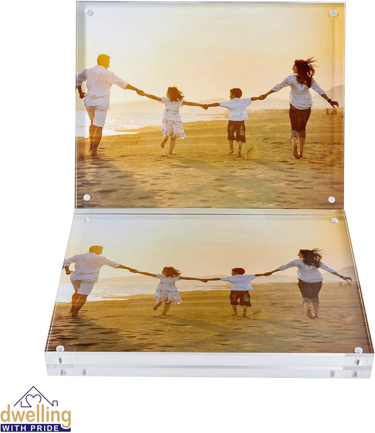 Dwelling With Pride Acrylic Picture Frame Set of 2-8x10 Inch - Acrylic Photo Frame - Collage Stand for Family Photographs - Clear Picture Frames for Office Desk & Side Table - Wedding Table Décor