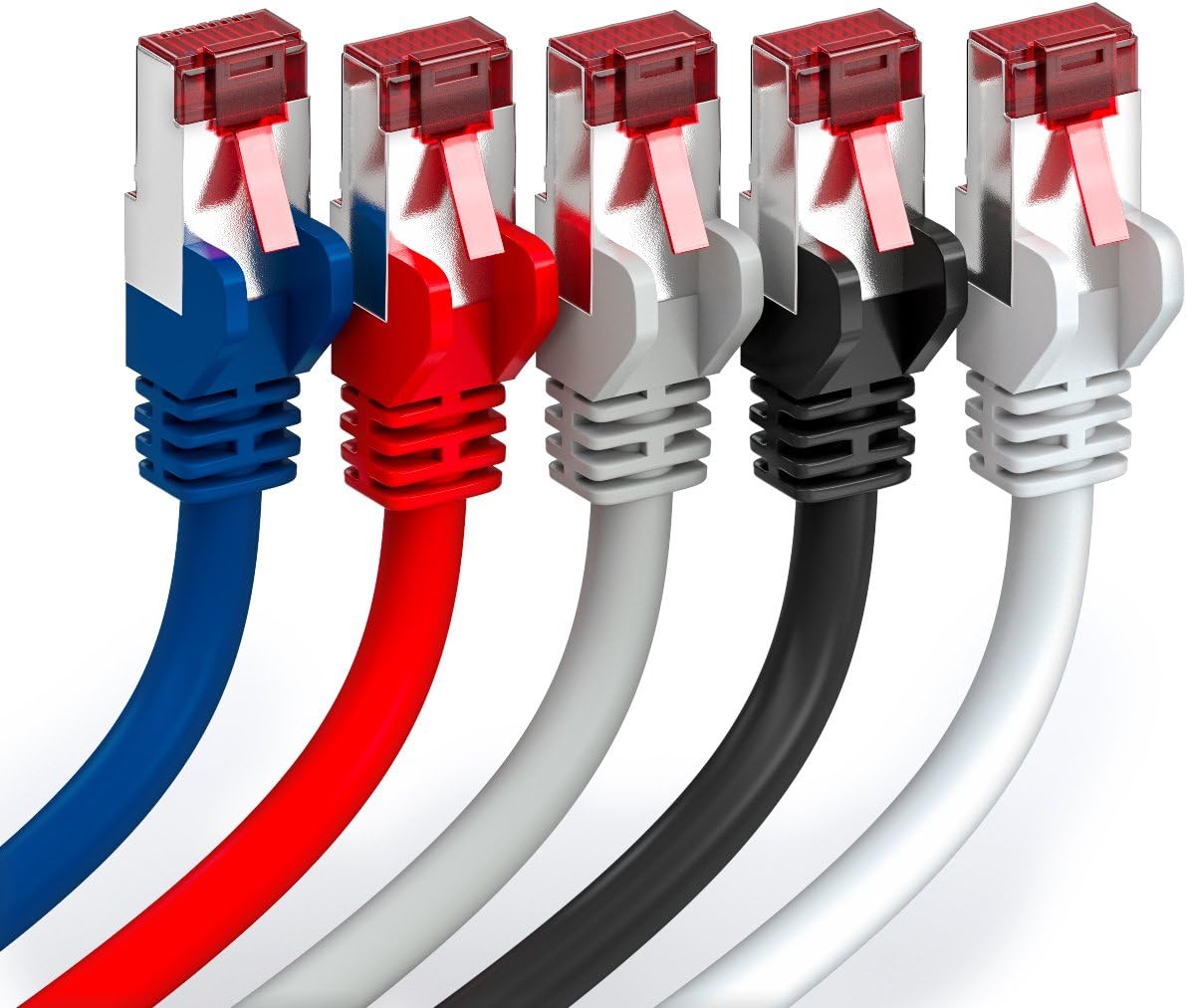 deleyCON 5x 1m (3.28 ft.) CAT6 Patch Cable S/FTP PIMF Shield CAT-6 RJ45 Network Cable Ethernet Cable LAN DSL Switch Router Modem - Image 3
