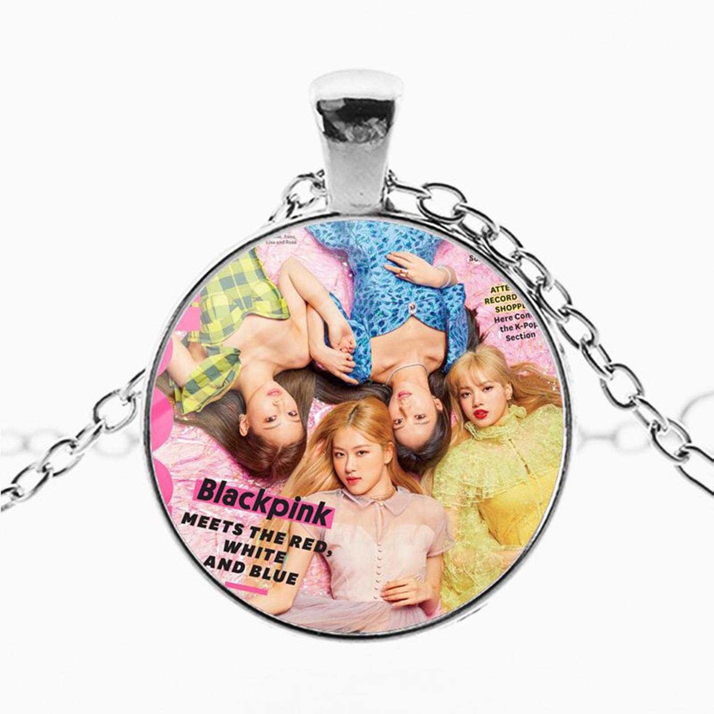 dfgjdryt Durable Kpop Blackpink Simple Time Gemstone Necklace Super Cute HD Picture Printing Pendant Necklace Boys Girls Hot Gifts for Fans for Women & Girls