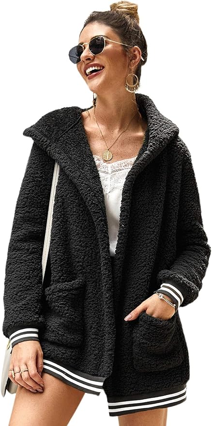 black hooded teddy coat