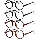 Eyekepper 4 Pack Oversized Round Reading Glasses (2 Pairs Black and 2 Pairs Tortoise) for Men Women Retro Readers +2.50