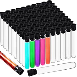 Relaxweex 100 Pcs Plastic Test Tubes Clear 16 x