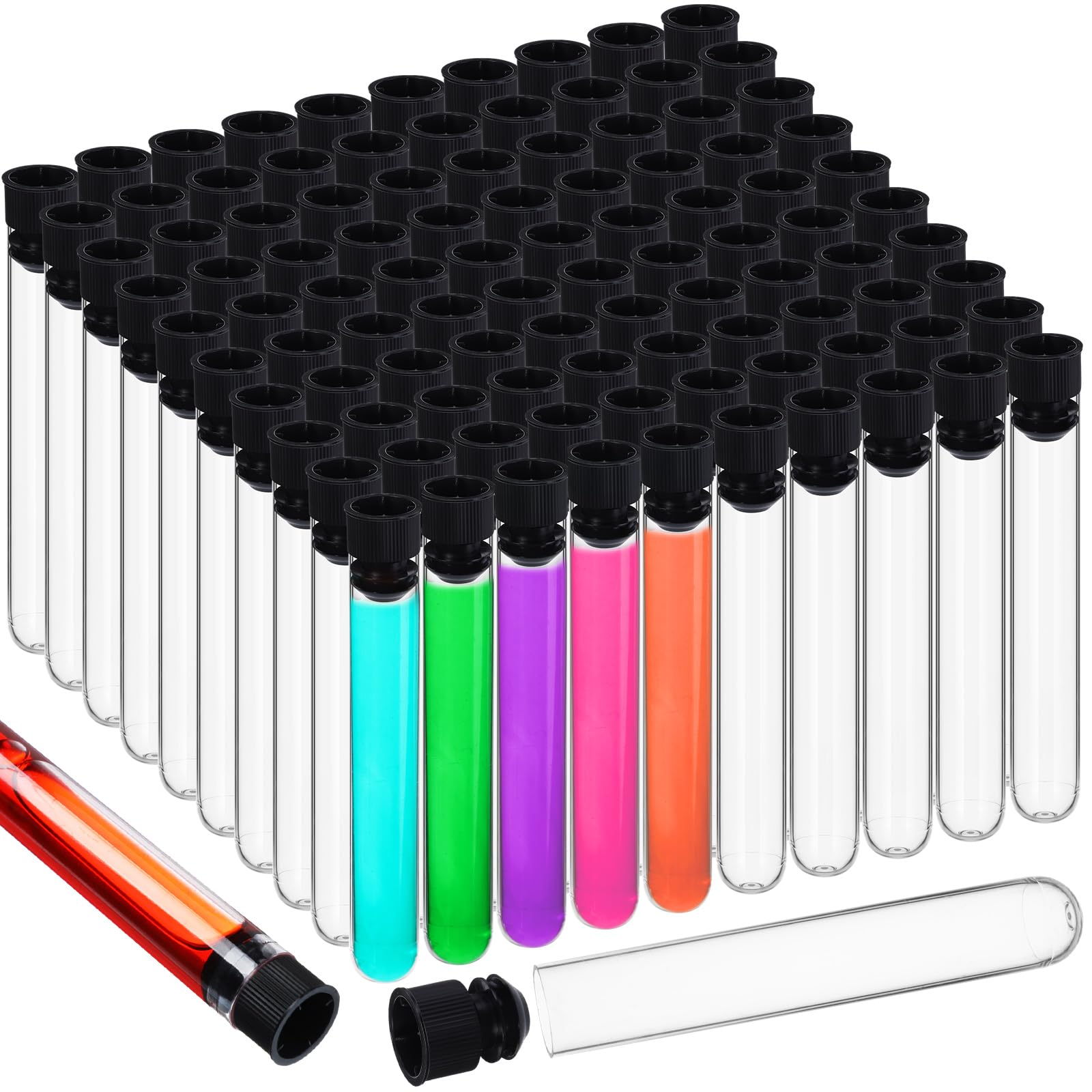 Relaxweex 100 Pcs Plastic Test Tubes Clear 16 x