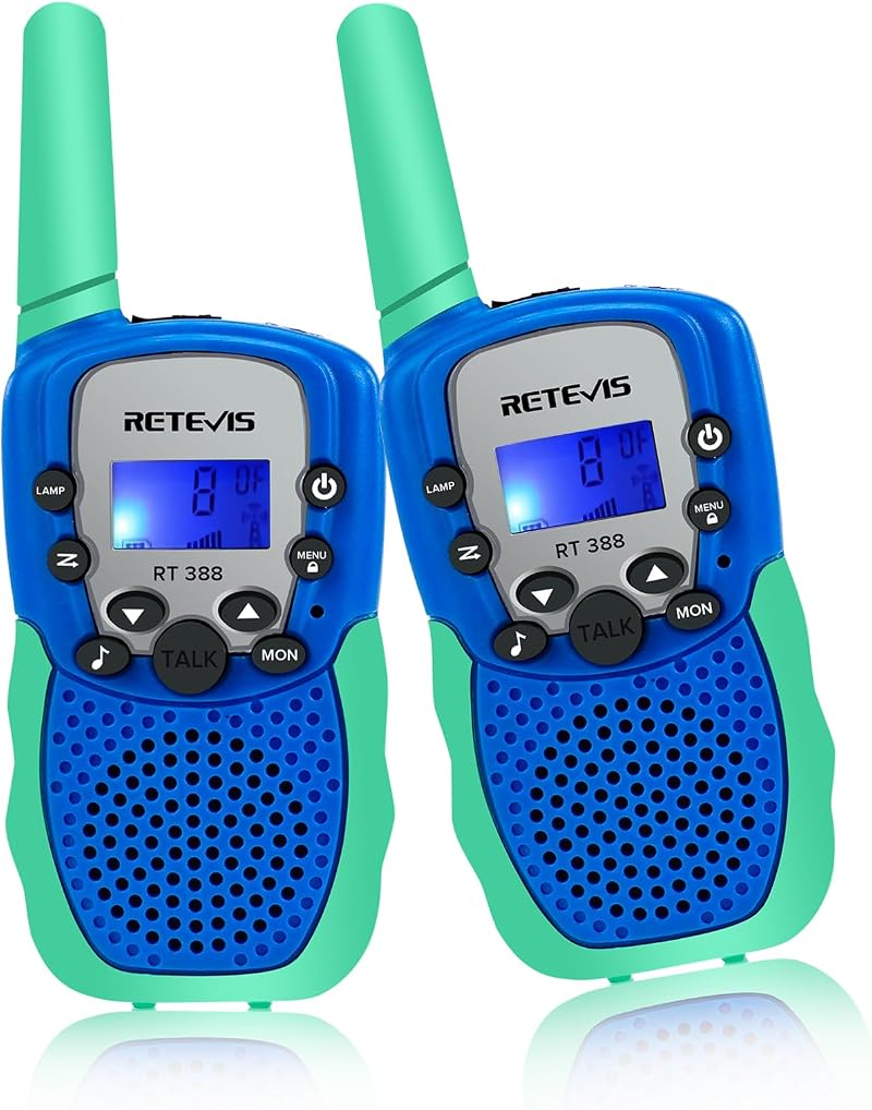 Retevis RT388 Kids Walkie Talkies Pair Blue VOX Flashlight 8 Volume Adjust
