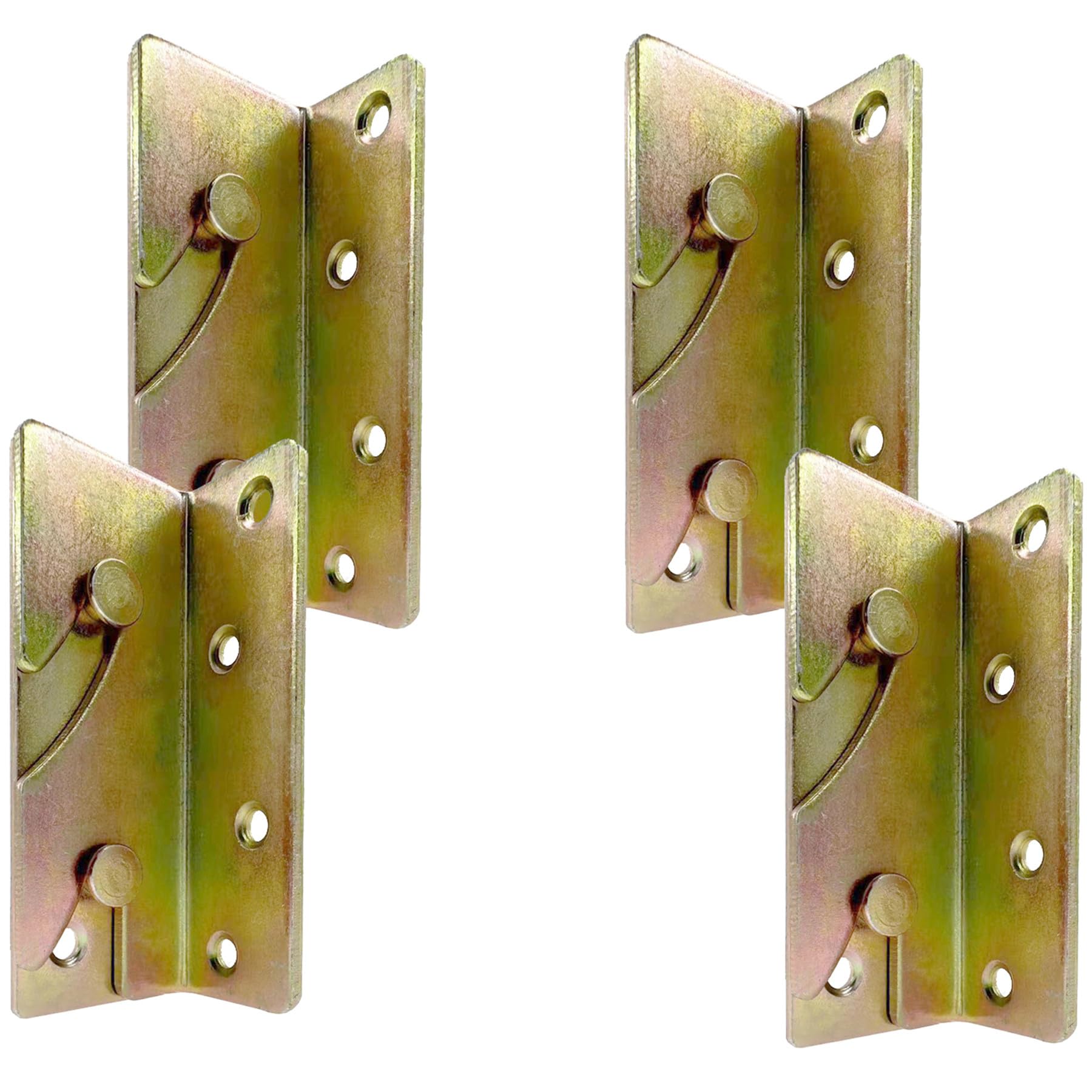 4 PCS Heavy Duty Bed Rail Brackets,Bed Hinges Sets,Bed Frame Fasteners
