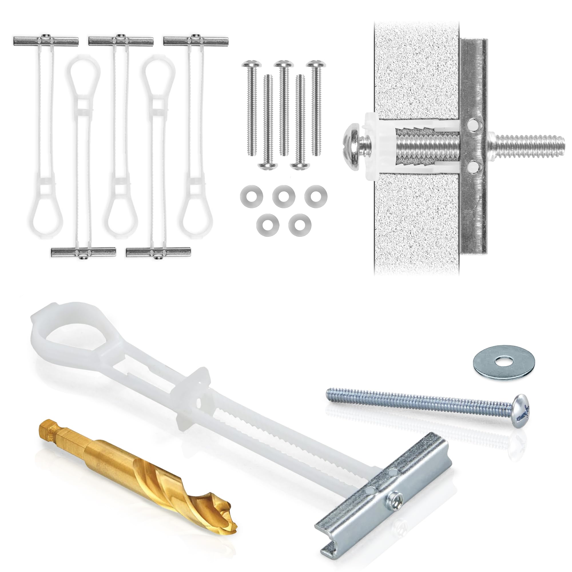 CondoMounts MSK8001 Steel Stud TV Mounting Kit | Metal Stud Anchors | TV Mount Metal Studs | Holds 200lbs on Steel Stud | Includes 6 Elephant Anchor (1/4) Set & 1-Pilot Head Titanium Drill Bit