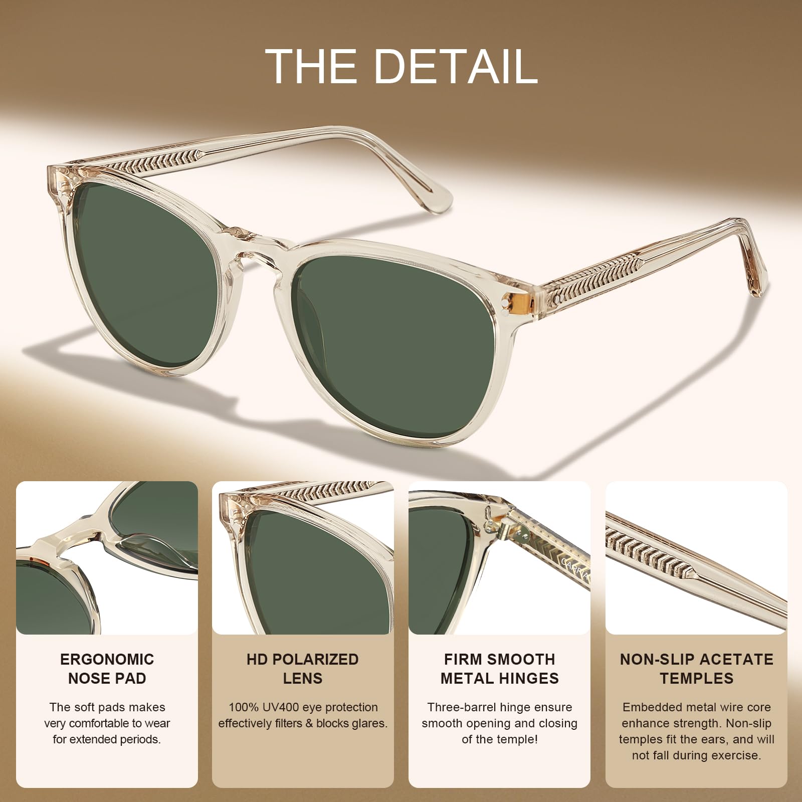 CARFIA Schicke Polarisierte Sonnenbrille für Herren Damen UV Schutz 8
