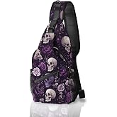sagacitrix Skull Small Sling Bag for Women Travel Crossbody Bags Lightweight Chest Bag Causal Sling Backpack