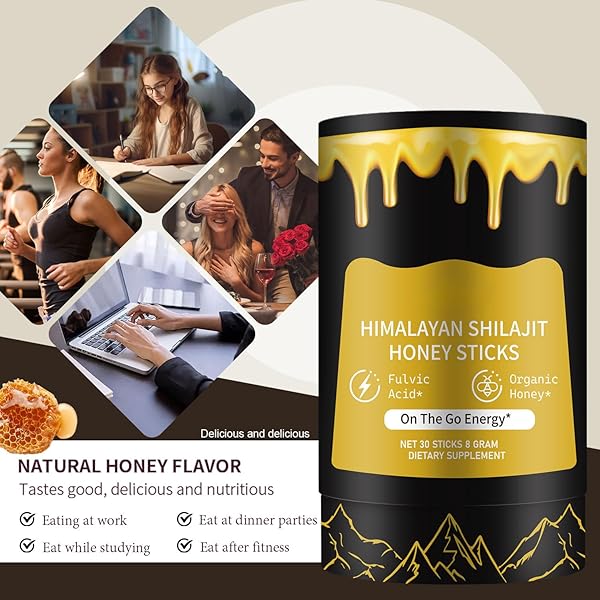 SH-ILAJIT HONEY STICKS,PURE HIMALAYAN RESIN,HIMALAYAN PURE SHILAJIT STICKS WITH HONEY & SAFFRON FOR ENERGY BOOST,INDIVIDUALLY WRAPPED,30 FOR MEN & WOMEN
