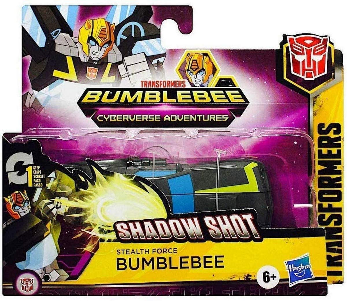 Transformers Bumblebee Cyberverse Adventures Action Attackers: 1-Step Stealth Force Bumblebee Figure, Shadow Shot Action Attack, 4.25-inch
