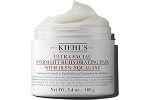 Kiehl's Ultra Facial Overnight Hydrating Face Mask with 10.5% Squalane, Deeply Hydrates Skin & Strengthens Moisture Barrier, Treats Dryness & Flaky Skin, Paraben-free, Fragrance-free, All Skin Types