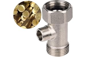 CHOMLEY Chomely Bidet T Adapter for Tushy Bidet, Brass T Valve for (7/8” x 7/8” x 3/8”), 3-way T Connector Bidet Attachment for Toilet
