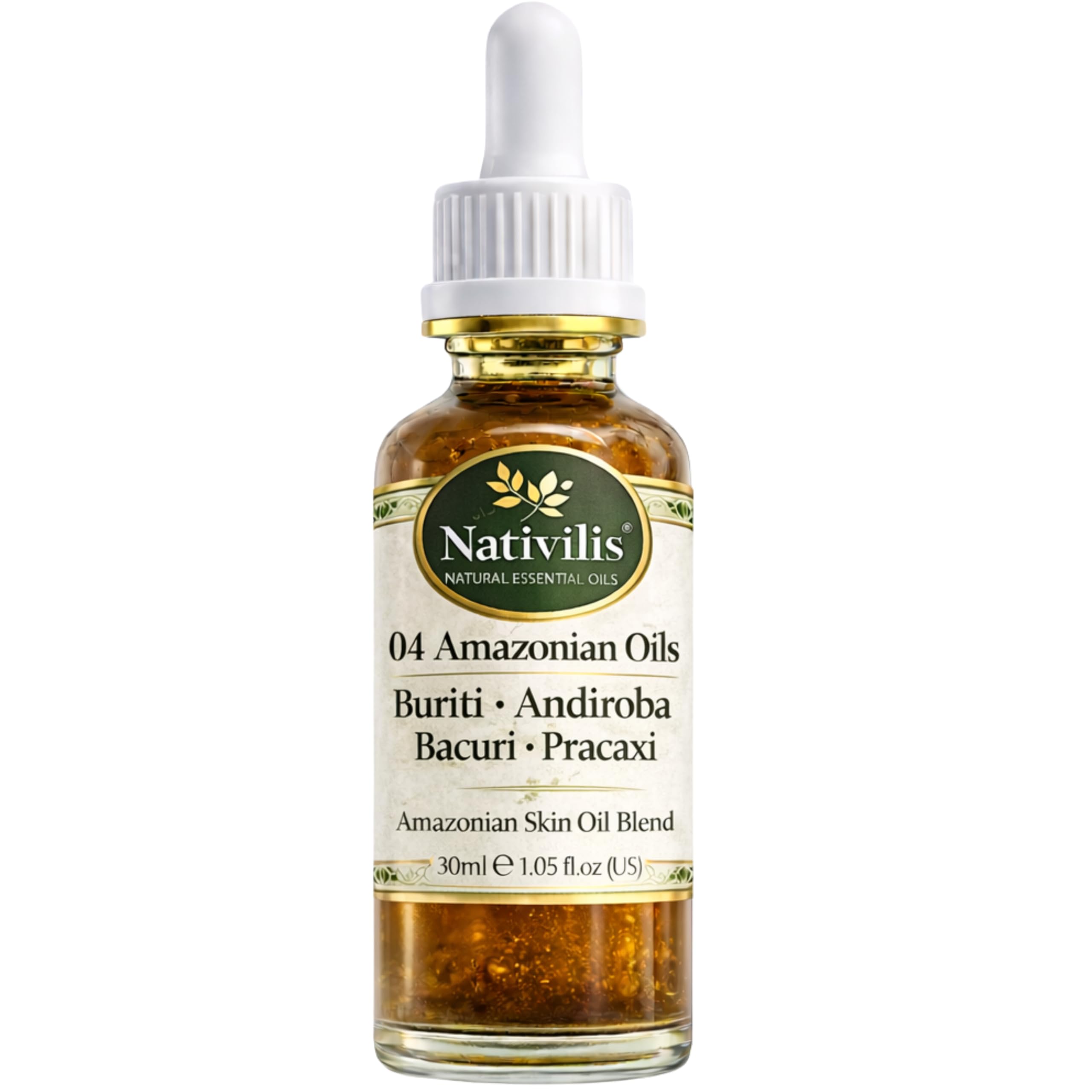 Nativilis Amazonian Skin Oil Blend with Buriti, Andiroba, Bacuri & Pracaxi – Lightweight Moisturising Body Oil – Enhances Skin Radiance & Softness – 30ml - Copaiba