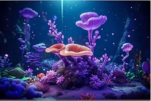 RIIVVDISE Aquarium Background Colorful Tropical Coral Reef Hard Corals Exotic Fish Terrarium Backdrop Sunlight Rays Tropical Style Landscape Tank Background Under Sea World Tank Wallpaper Vinyl 36x18in