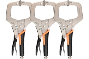 NOEAIKE 3-Pack 11 Inch Metal Face Clamps for Welding& Woodworking,Adjustable Heavy Duty Locking Pliers C Clamps