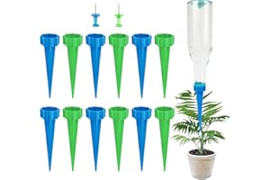 SUSUBEE Plant Watering Spikes, 12 Pack Auto Self-Watering Spikes Automatic Bottle Irrigation Waterier Device for Indoor& Outdoor Plants, Flowers