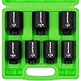 SWANLAKE 7PCS 1/2" Drive SAE Impact Socket Set, Spindle Axle Nut Impact Socket, CR-V,1-3/8-Inch to 1-3/4-Inch
