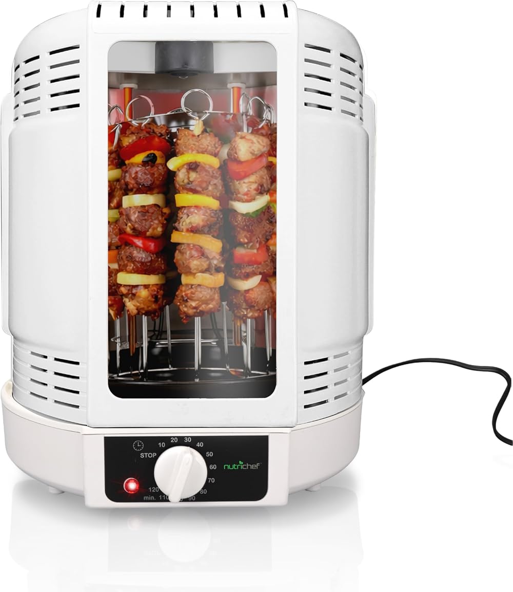 Nutrichef Vertical Rotisserie Oven 10L Shawarma Kebab Maker Kit White