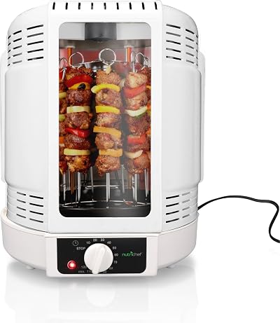 Nutrichef Vertical Rotisserie Oven 10L Shawarma Kebab Maker Kit White