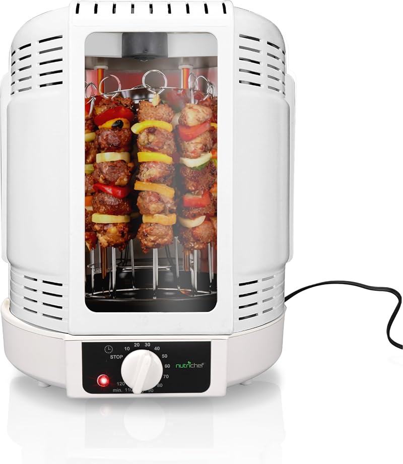 Nutrichef Vertical Rotisserie Oven 10L Shawarma Kebab Maker Kit White