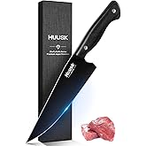 Huusk Japanese Chef Knife for Kitchen - 8in Stainless Kitchen Knife with Black Titanium Coating, All Purpose Cooking Knives for Vegetable & Meat Cutting, Ultra Sharp Gyuto Knives, Men's Christmas Gift